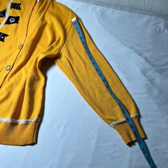 St John Collection by Marie Gray Yellow Nautical Flag Knit Cardigan Sweater S - Picture 5 of 13